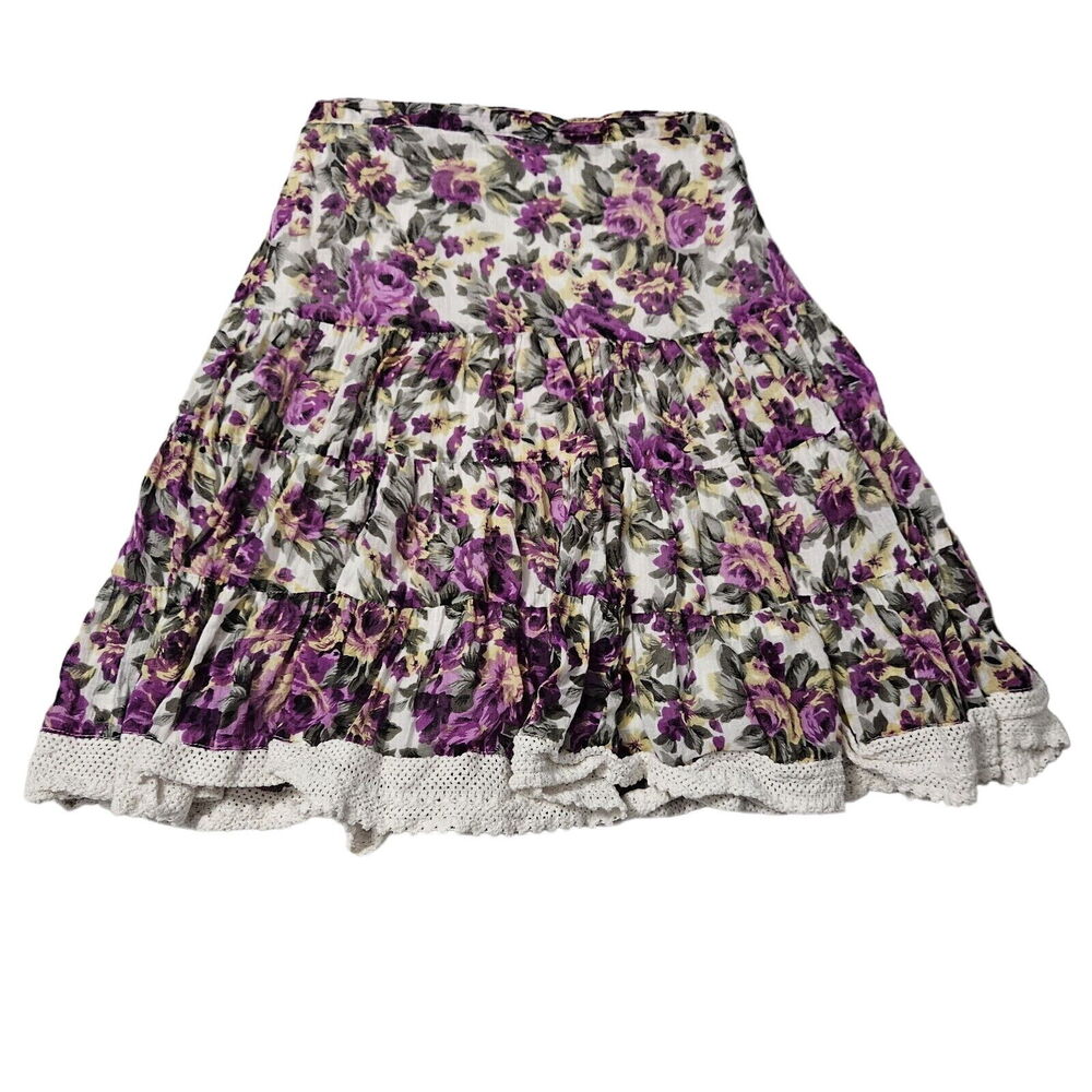Sara Studio Womens Skirt Multicolor Size PS 100% Cotton Button Zip Close Stretch